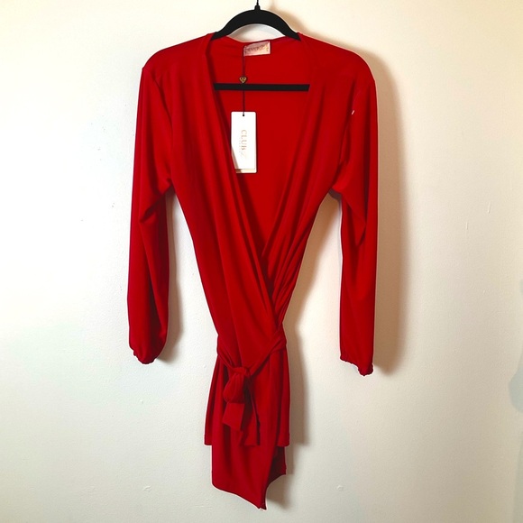 ASOS | Club L London | Slinky Wrap Dress | Mini | Red | NWT | 6 - Picture 6 of 12